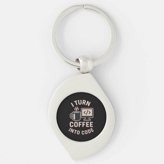 Porte-clés Drôle, Je Transforme Le Café En Code (Devant)