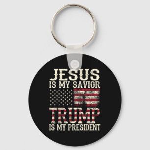 Porte-clés Drôle Jésus Américain Est Mon Sauveur Trump Est Mo