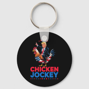 Porte-clés Drôle Jockey de poulet Trump Mème