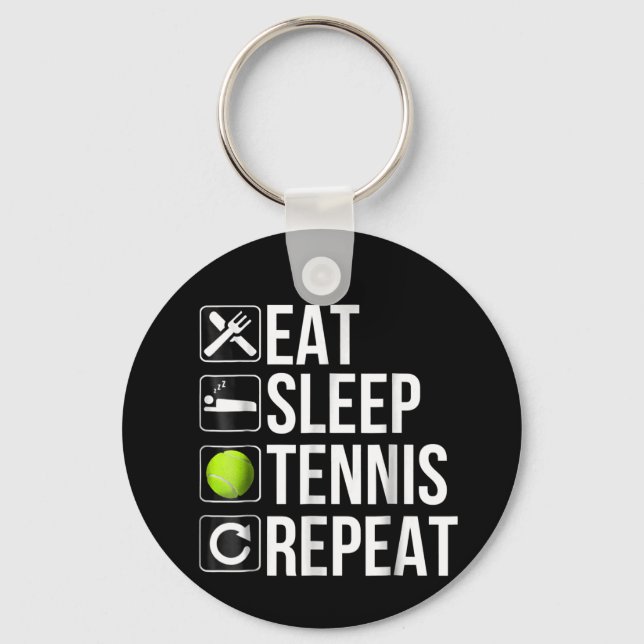 Porte-clés Drôle Joueur de tennis cadeau - Mange Sleep Tennis (Recto)