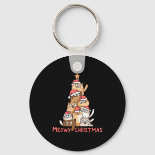 Porte-clés Drôle Joyeux Catmas Meowy Noël Arbre de Noël Chat 