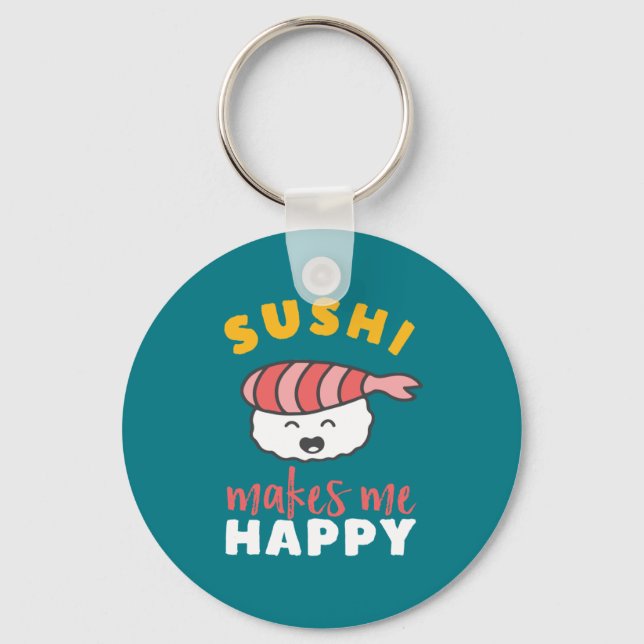Porte-clés Drôle mignon Kawaii Sushi Japonais Amateur de nour (Recto)