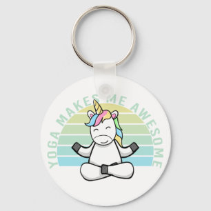 Porte-clés Drôle mignon licorne faisant du yoga. drôle yoga p