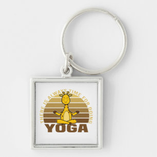 Porte-clés Drôle petite girafe faisant du yoga. drôles de yog