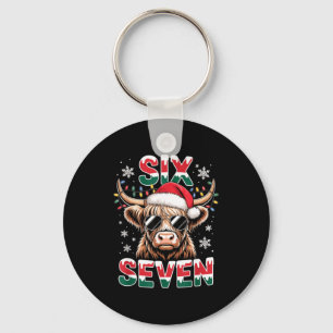 Porte-clés Drôle Six Sept Vache des Highlands Noël 67 Cool Xm