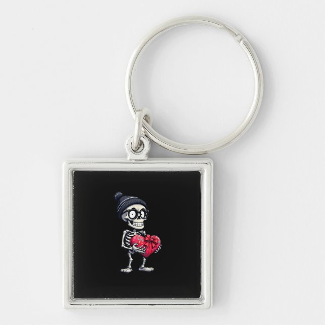 Porte-clés Drôle Squelette Hommes Femmes Squelette Coeur Vale (Devant)