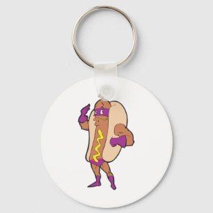 Porte-clés drôle super héros hot dog personnage