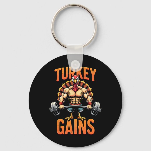 Porte-clés Drôle Thanksgiving Turquie gagne Motivation Gym Wo (Recto)