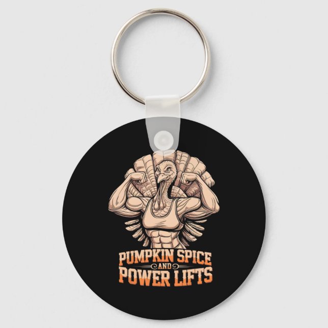 Porte-clés Drôle Thanksgiving Turquie Powerlifting Gym entraî (Recto)