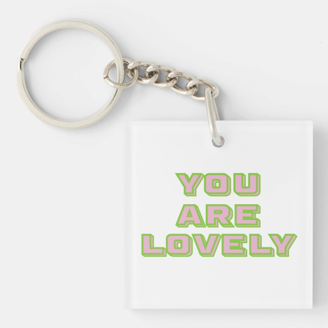 Porte-clés Duo coloured typography-You are lovely mantra (Devant)