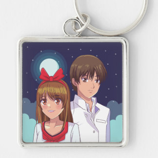 Porte-clés Duo d'illustration d'anime au clair de lune