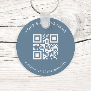 Porte-clés Dusty Blue Custom Business Qr Code Scan Porte - cl