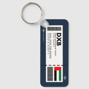 Porte-clés DXB Dubai Boarding Pass - Billet Dubai