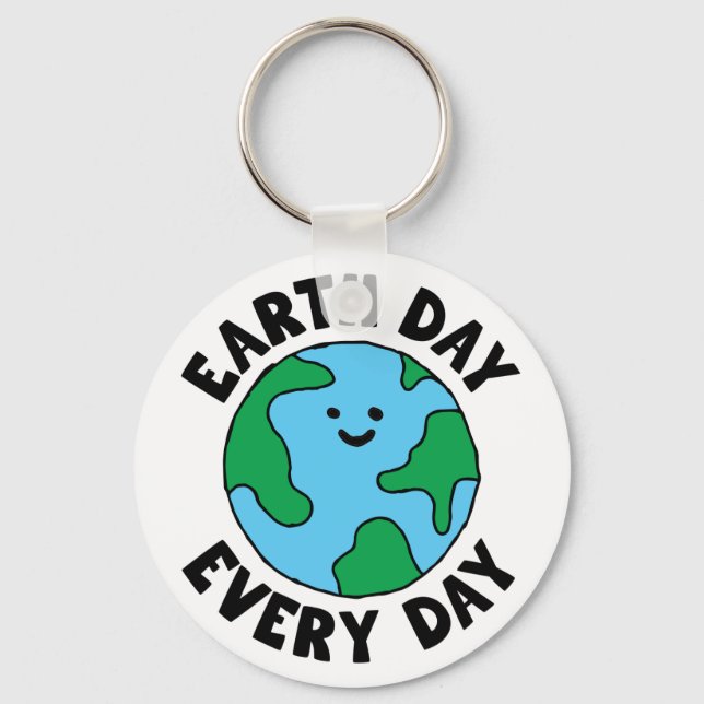 Porte-clés EarthDay Quotidien Écofriendly Icône Happy Earth C (Recto)