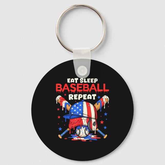 Porte-clés Eat Sleep Baseball Repeat Funny Ice Cream Drip Cro (Recto)