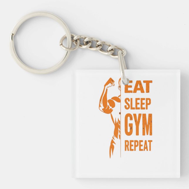 Porte-clés Eat Sleep Gym Reprendre Exercice T-Shirt (Devant)