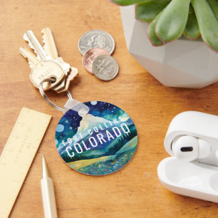 Porte-clés Eau de montagne de galaxie cosmique Aquarelle Tour