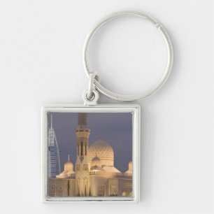 Porte-clés EAU, Dubaï. Mosquée en soirée avec Burj al Arab