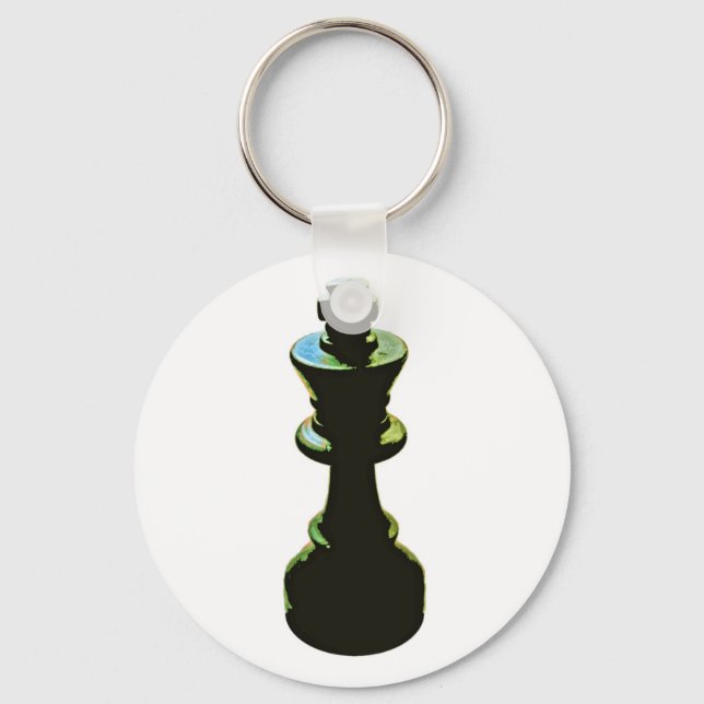 Porte-clés Échecs, Roi noir, Arrière - plan blanc (Recto)