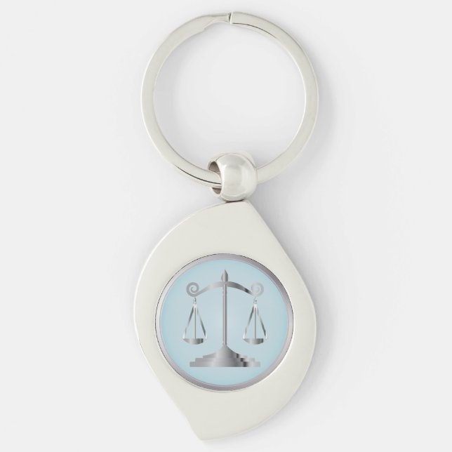 Porte-clés Échelles de justice | Droit | Avocat | Aqua Blue (Devant)