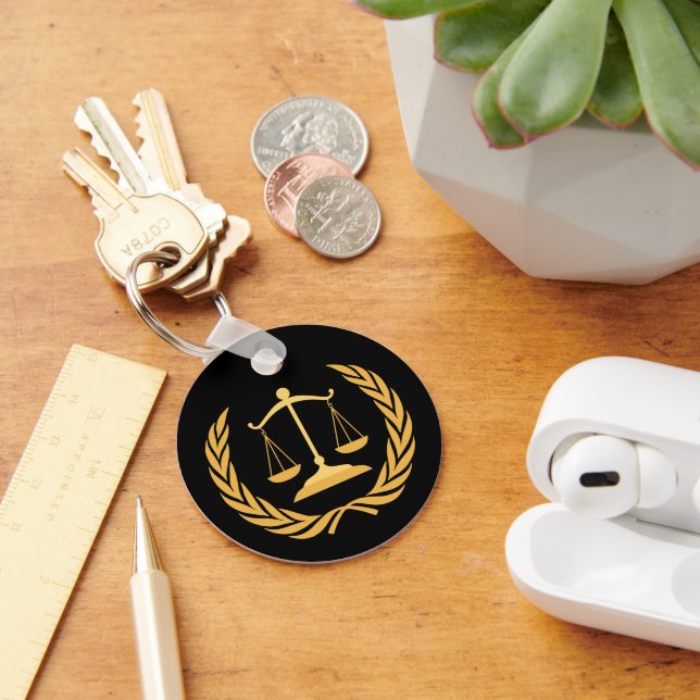 Porte-clés Échelles de justice | Droit | Avocat - Noir & Or K (Bureau)