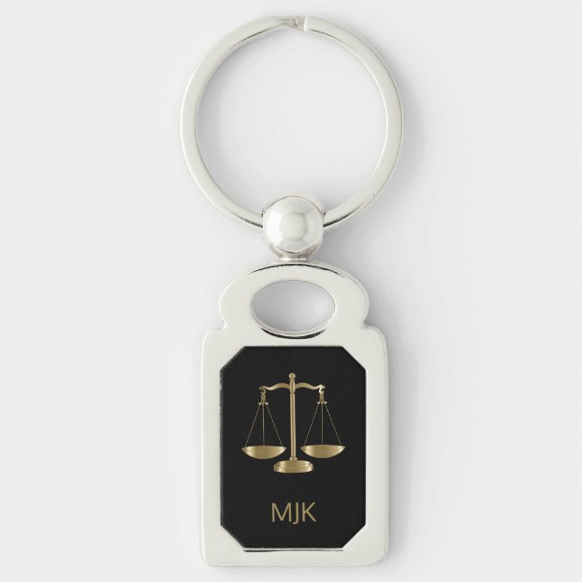 Porte-clés Échelles de justice - Noir et Or (Devant)