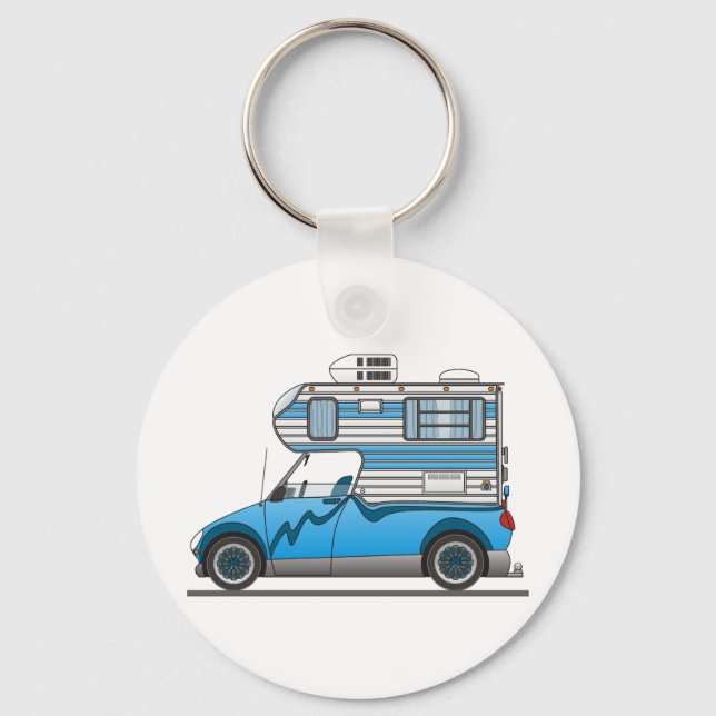Porte-clés Éco Récupération Camping Bleu (Recto)