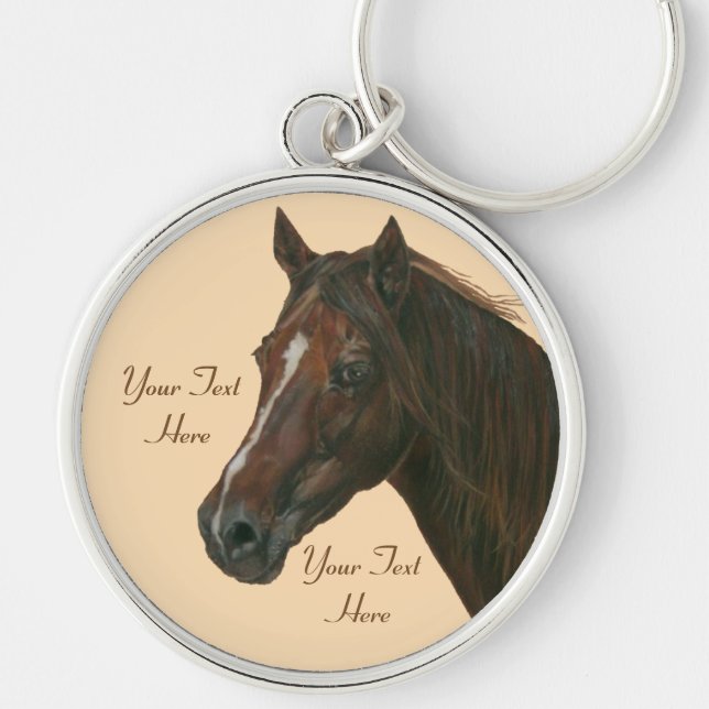 Porte-clés Écorce portrait de cheval marron  (Devant)