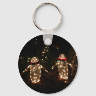 Porte-clés Écran de lumière des fêtes de pingouins
