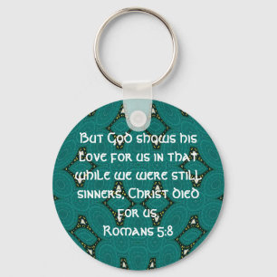 Porte-clés Écriture d'amour de Dieu Citation Romains 5:8