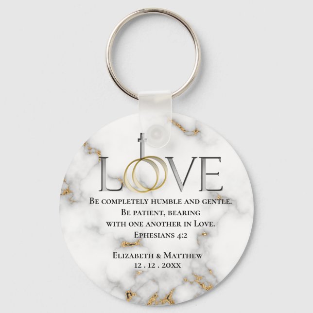 Porte-clés Écriture d'amour Verse Ephésiens 4:2 Mariage (Recto)