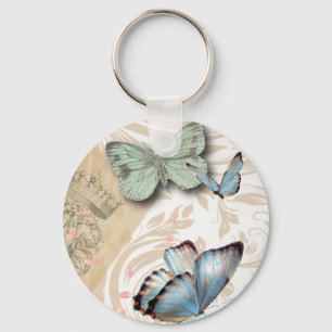 Porte-clés écritures postmark papillon Paris Effiel Tower