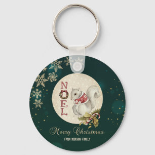 Porte-clés Écureuil de Noël Vintage, Snowflakes