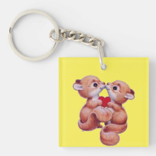 Porte-clés Écureuils avec le coeur