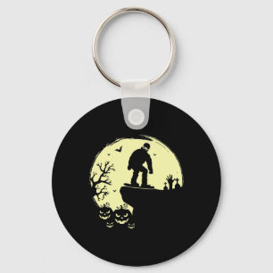 Porte-clés Éffrayant Halloween Snowboard Pleine lune Snowboar