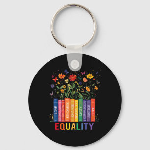 Porte-clés Égalité Aimer Paix Et Douceur Livre Fleurs Lgbt