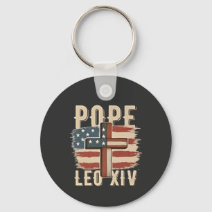 Porte-clés Église chrétienne du pape Léon XIV Drapeau américa