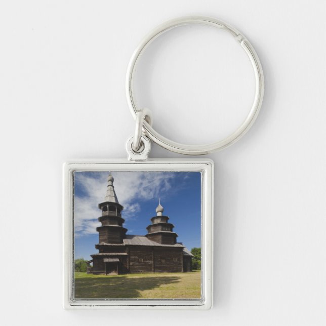 Porte-clés Église orthodoxe russe traditionnelle en bois (Devant)