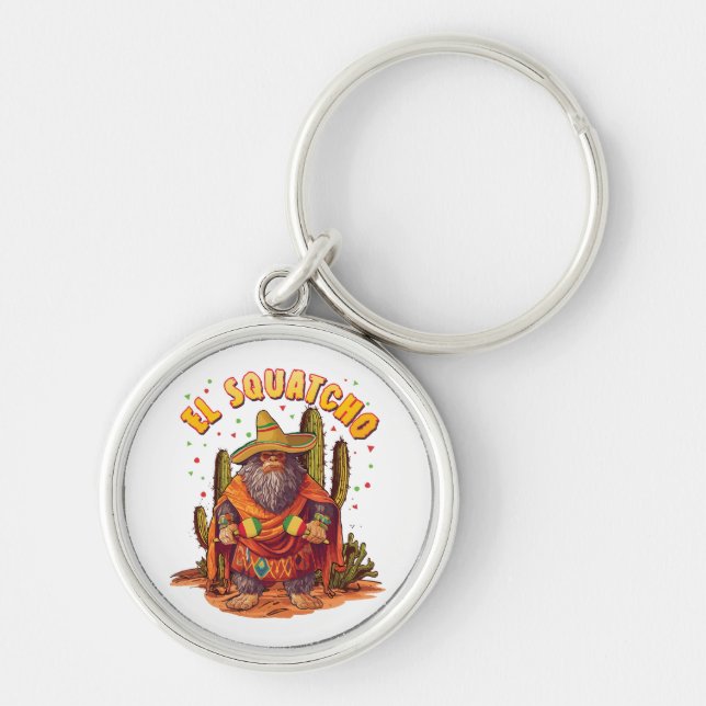 Porte-clés El Squatcho Bigfoot avec Maraca, Sombrero et Ponc (Devant)