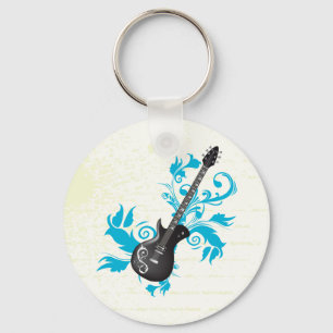 Porte-clés Electric guitar on turquoise leaves custom product