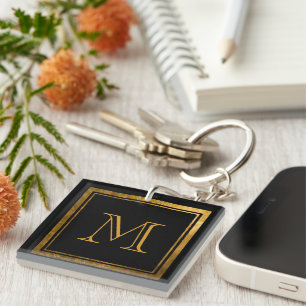 Porte-clés Élégance Monogramme Or Noir