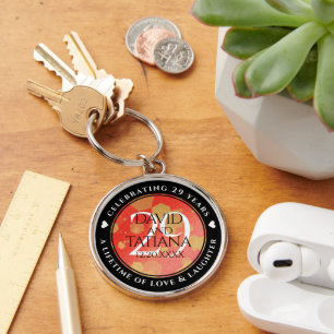 Porte-clés Élégant 29e anniversaire du Mariage Garnet