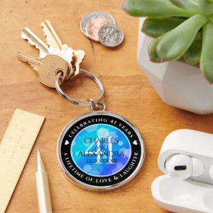 Porte-clés Elegant 41st Blue Topaz Wedding Anniversary