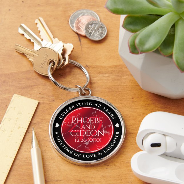 Porte-clés Élégant 42e anniversaire du Mariage Jasper (Bureau)