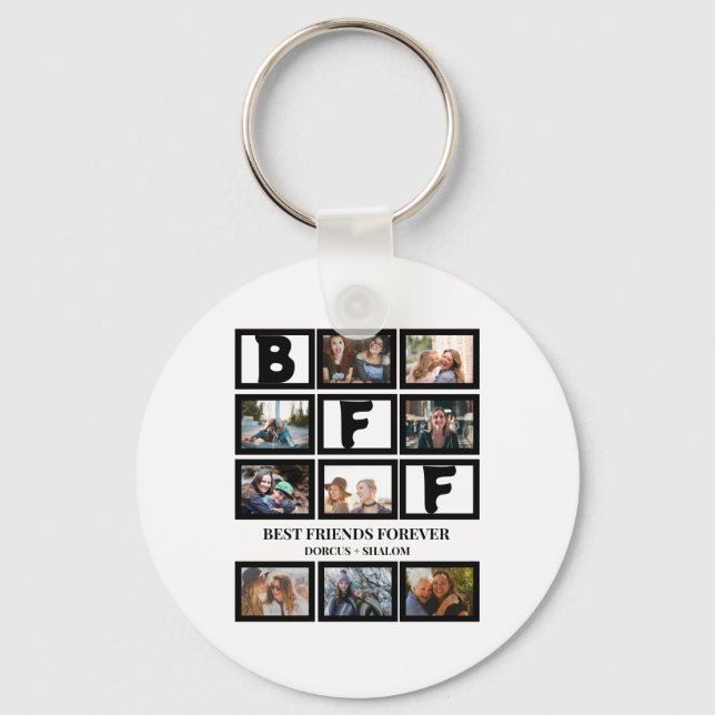 Porte-clés Élégant BFF Meilleurs amis Forever 9 Collage photo (Recto)