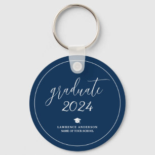 Porte-clés Élégant Bleu de la Marine 2024 Graduation