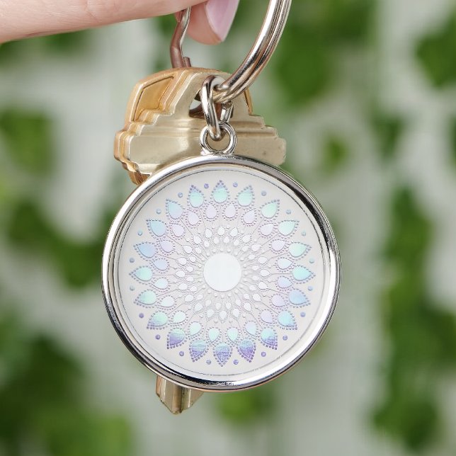 Porte-clés Elégant bleu floral Lotus Mandala (Créateur téléchargé)