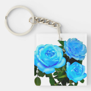 Porte-clés Elégant bleu turquoise rose bleu floral bleu fleur