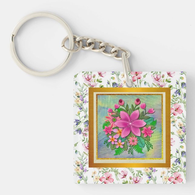 Porte-clés Elégant Bouquet de printemps botanique de fleurs d (Devant)