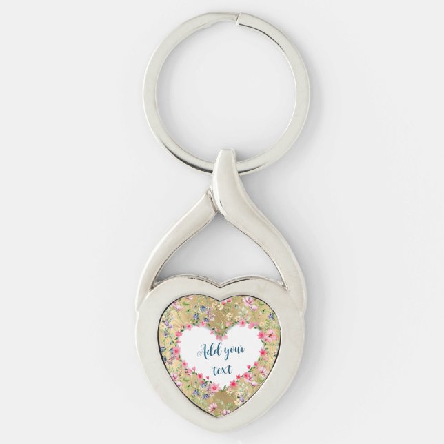 Porte-clés Elégant cadre de coeur floral : pour chaque occasi (Devant)